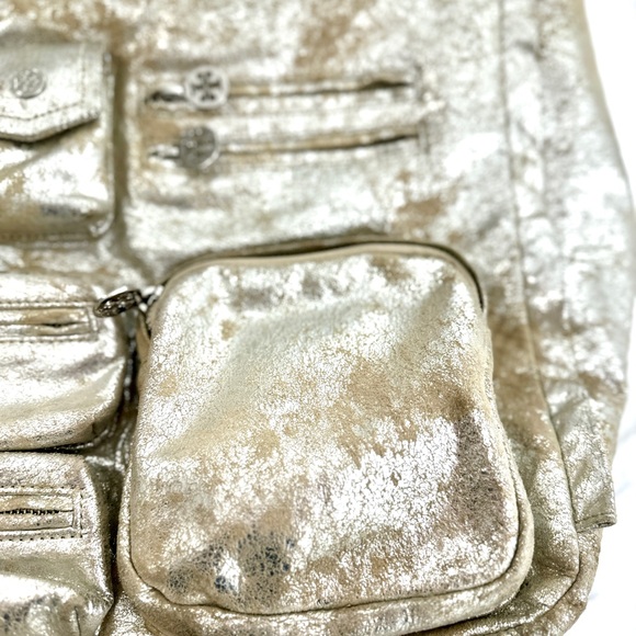 Tory Burch Vintage Y2K Metallic Suede Shoulder Messenger Bag Adjustable Strap - Picture 10 of 10